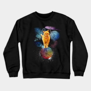 Space Ginger Cat Astronaut Crewneck Sweatshirt